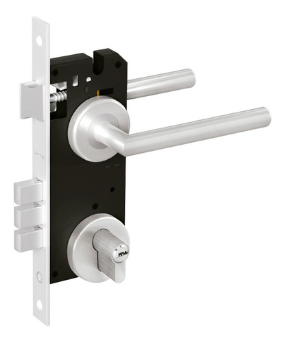 Chapa Doble Manija Recta Perfiletto Llave-llave Acero Inox Acero Inoxidable