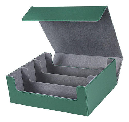 Caja De Almacenamiento De Cromos 1800 Verde Forrado En Gris.