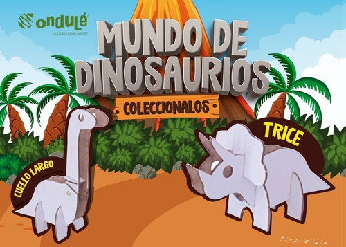 Mundo De Dinosaurios De Cartón Reciclado Ondulé 2 Figuras