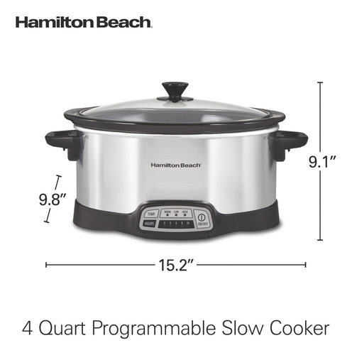 Olla De Cocción Lenta Hamilton Beach, 4 Litros, Programable,