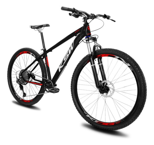 Bike Mtb Aro 29 Ksw Xlt100 1x12 Marchas Rx Com Trava Remota Cor Preto,branco,e Vermelho