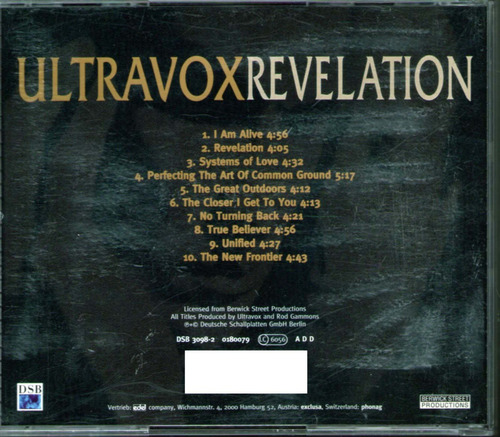 Cd Ultravox - Revelation (Usado)