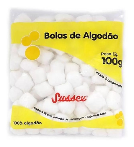 Kit Bolas De Algodão Sussex 100g - Com ( 10 Pacotes )
