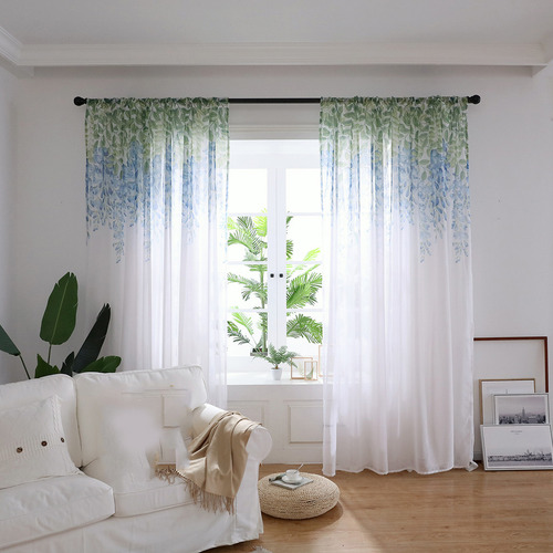 Uma Cortina Deixa Uma Janela Transparente Voile Drape Valanc