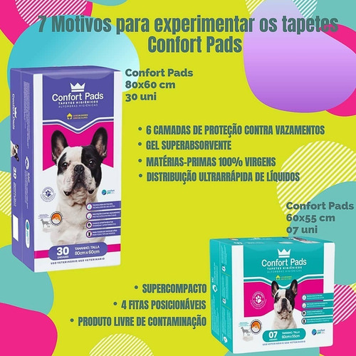 Imagem 8 de 10 de Kit 2 Tapete Higiênico Cachorro 80x60cm Confort Pads C/30 Un