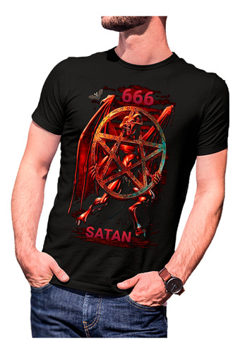 Playera Negra 666 Satan