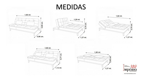 Sofá Cama 3 Lugares 5 Posições Versátil Madero If