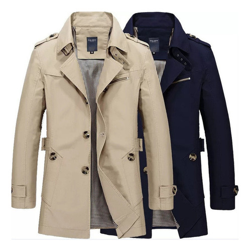 Chaqueta Larga De Hombre De Algodón Con Botonadura Simple