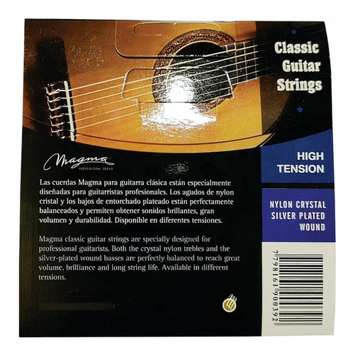 Imagen 2 de 4 de Cuerdas Magma P/guitarra Clásica High Tensión Silver Plated