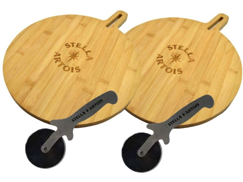 2 Tablas De Pizza Stella Artois Madera Corta Pizza Regalo