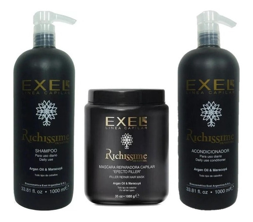 Kit Exel Shampoo + Acondicionador + Mascara Richissime Argan