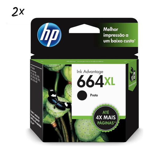 2x Cartucho Tinta Original Hp Deskjet 2136 2676 664xl Preto