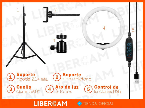 Imagen 7 de 10 de Aro Anillo Selfie Luz Led Trípode 1.88m Ring Light Celular
