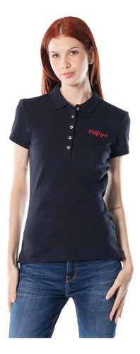 Polo Slim Fit Con Logo Mujer Tommy Hilfiger Azul