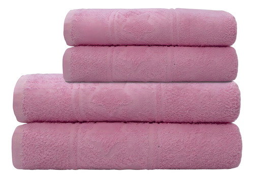 Toalha De Banho Infantil Happy Coração Rosa Camesa 70x130cm