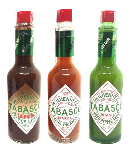 Pack 10u Salsa Tabasco Original / Chipotle / Verde 60 Ml