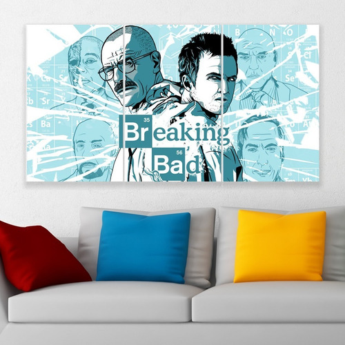 Cuadro Triptico Breaking Bad Cast Art Canvas 72cm X 40cm