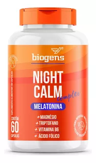 Night Calm Complex Melatonina, Triptofano, Mag 60cps Biogens Sabor Neutro