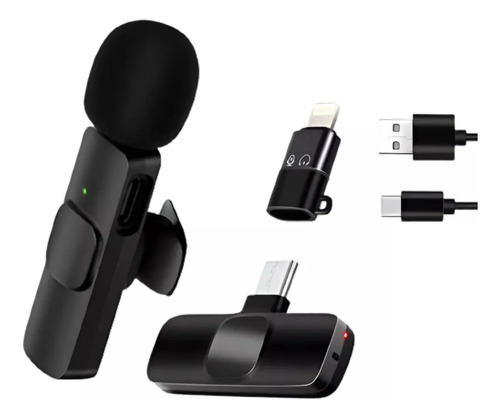 Microfono Inalambrico Corbatero Para Celular Omnidireccional Negro