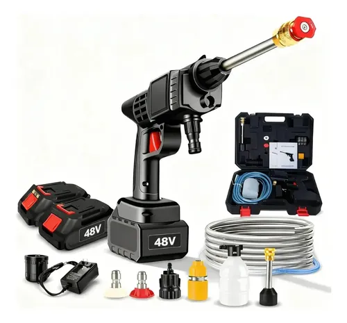 Lavadora Potente Portátil Lava Jato 2 Baterias 48v Maleta Preto 1...