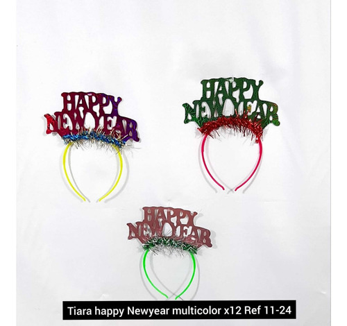 Balaca Tiara Happy New Year X 12 Multicolor Navidad