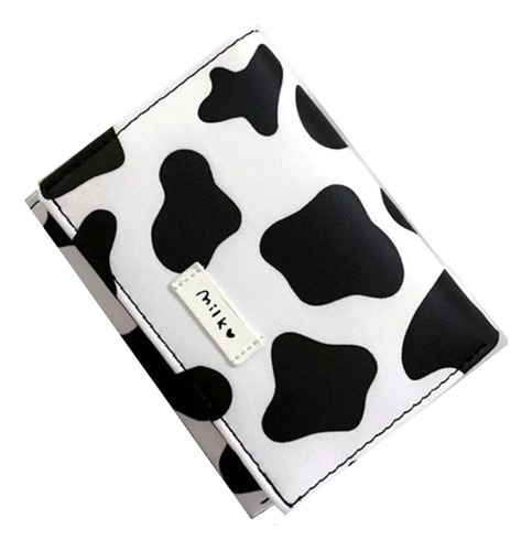 Cartera Billetera Corta Estampado Vaquita Para Mujer Niña  Negro/blanco Vaca