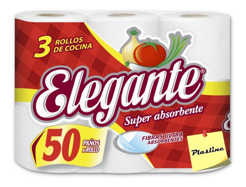 3 Rollos Papel Cocina Elegante 