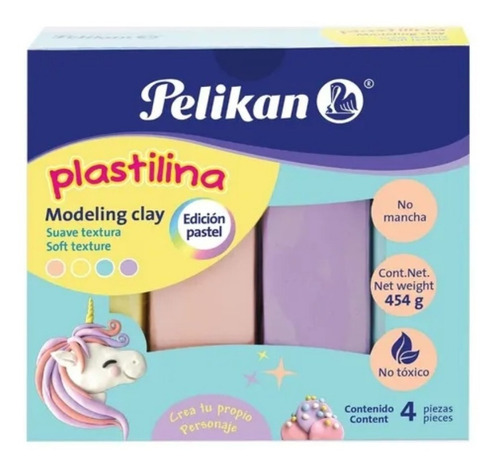 Plastilina Pelikan Escolar Pastel X 4 Uds