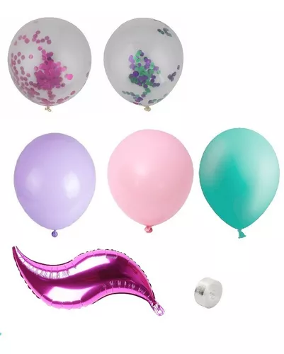 Combo Cumpleaños Globos Temática Sirena Violeta