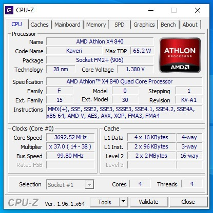 Athlon X4 840 + Jeringa De Pasta Termica 65w Fm2+ (Usado)