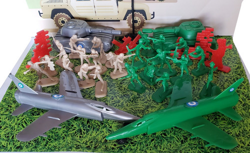 Set Combate Grande 24 Soldados 2 Tanques 2 Aviones Jug.ar