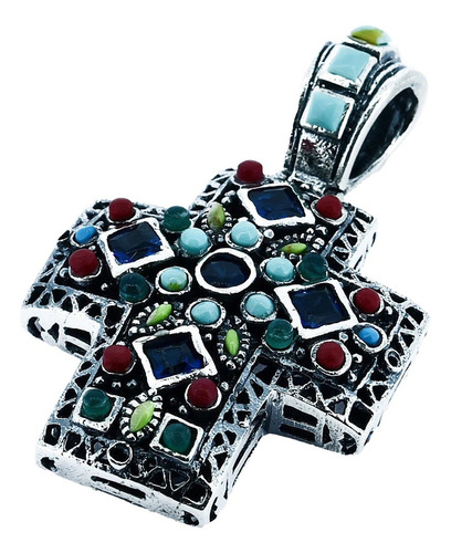 Cruz Chica De Piedras De Plata Gramos 15 Color Azul