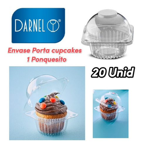 Envase Mini Domo Porta Cupcakes 20 Unid Darnel 