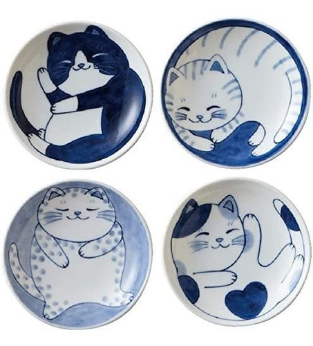 Mino Ware, Ceramic Plates, Japanese Style, 4 Pieces