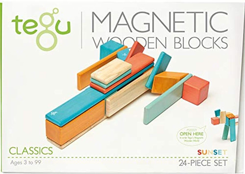 Conjunto De 24 Bloques Magnéticos De Madera, Sunset
