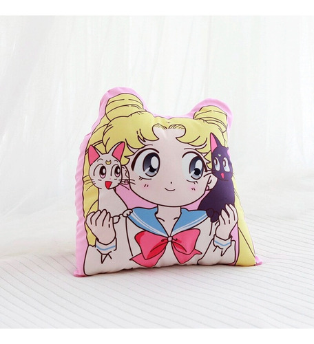 Sailor Moon Anime Kawaii Almohada Cojín Suave Terciopelo Gde Color Gatitos Luna Artemis Diseño De La Tela Terciopelo Blanco Giza