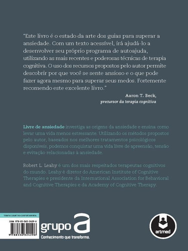 Livre De Ansiedade, De Leahy, Robert L.. Editora Artmed Editora, Capa Mole, Edição 1ª Edição - 2010 Em Português
