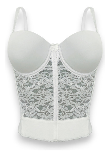 Bra Tipo Bustier Strapless Con Encaje Peto Largo Mujer 674