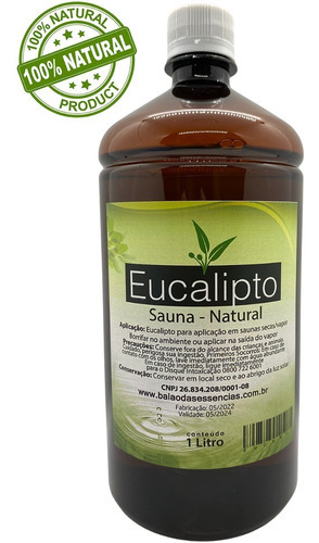 Essência Conc. Eucalipto Para Sauna Vapor Natural 1 Litro