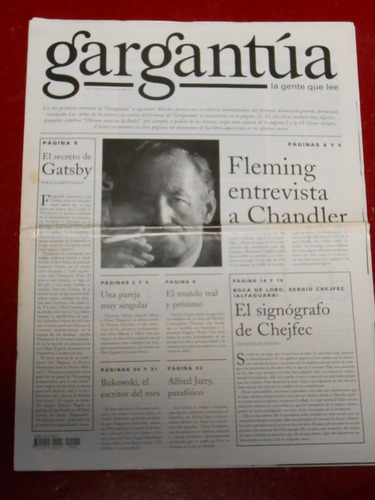 Revista Gargantúa. Número 3. Chandler/bukovski/chejfec
