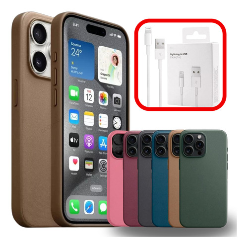 Capa Case De Couro Para iPhone 11 12 13 14 15 Promax Magsafe
