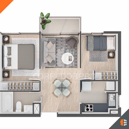 Depto De 2d+1b+terraza Y Estc. Cerca A Metro El Parrón