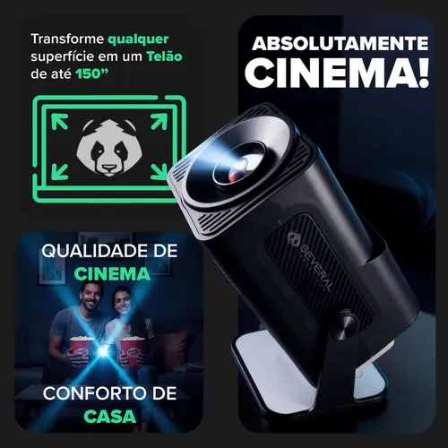 Projetor Hy320 Several Smart Tv Android Wifi6 390 Ansi Lumens Full Hd 4k Mini Projetor Portátil Preto Com Controle Remoto Cinema Em Casa Several Importados Preto 127/220v