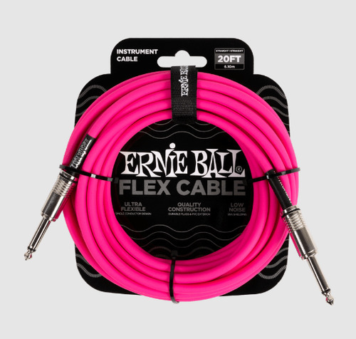 Cabo Ernie Ball Flex 20' Po6418 6,09m Instrumento R/r Pink