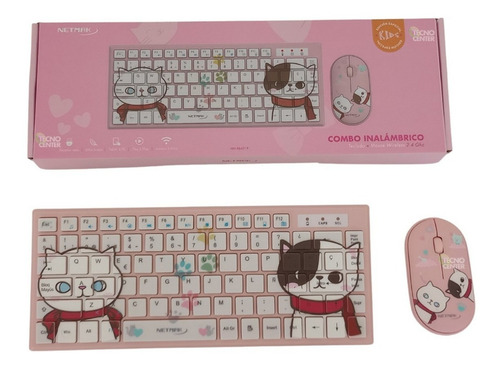 Imagen 2 de 2 de Mini Combo Teclado Y Mouse Inalambrico Netmak Kids Premium