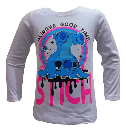 Camiseta Remera Lilo Y Stitch Doble Estampa Algodon Premium