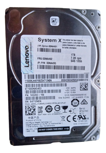 Lenovo 00na491 Disco Duro 2.5 Sas G3hs, 1tb, 7200 Rpm