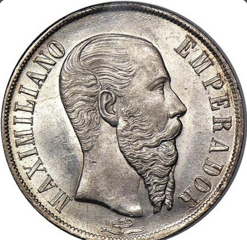 Medalla Circular Tipo Moneda Maximiliano 1866  Baño Plata