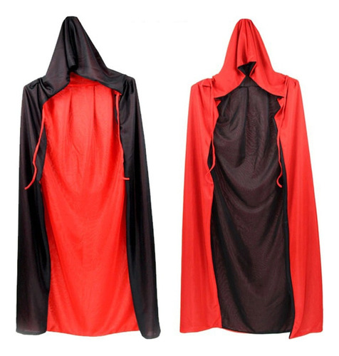 Capa De Disfraz De Vampiro De Halloween Para Hombre Y Mujer, Reversible, Capa Negra Y Roja Con Capucha, Capa Para Adultos Y Niños