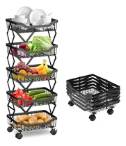 Comprar Carrito De Almacenamiento De Metal De 5 Niveles,carros De Almacenamiento De Cocina Con Ruedas,muebles Organizadores Estantes De Almacenamiento Cesta De Almacenamiento De Frutas Verduras